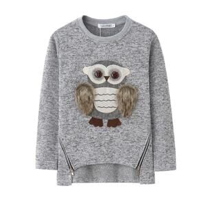 Aurora Baby Owl Soft Sweater size 10T light grey